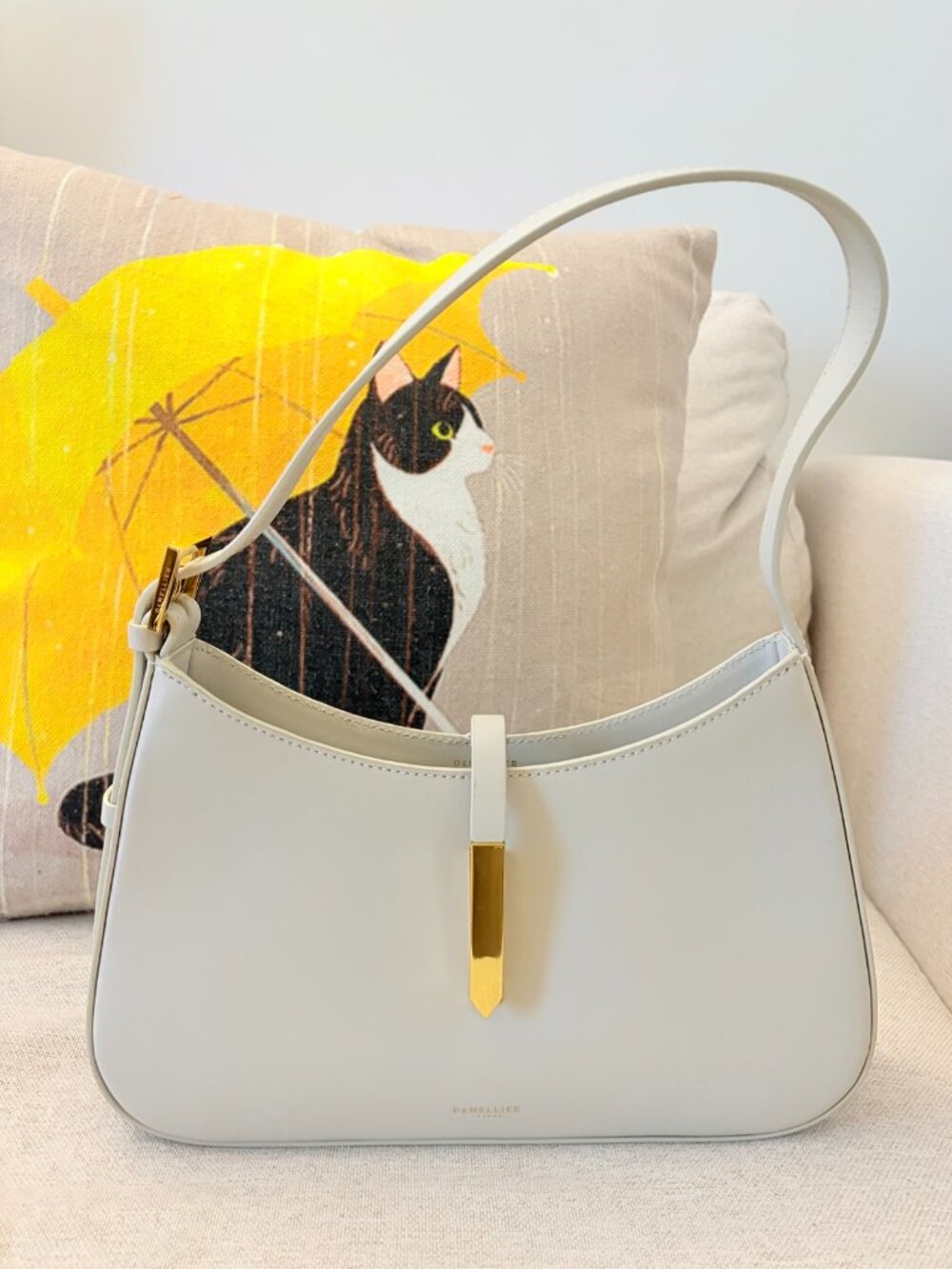 DeMellier The Tokyo Leather Shoulder Bag Off White Mint
